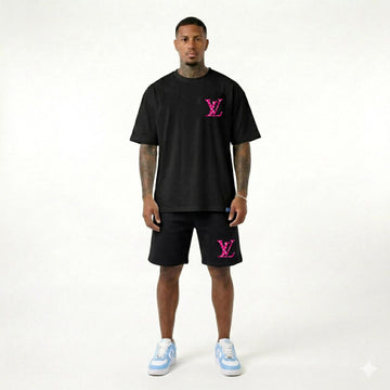 Compleu Bărbați Premium Negru – Tricou Oversized & Pantaloni Scurți | Luxury Streetwear