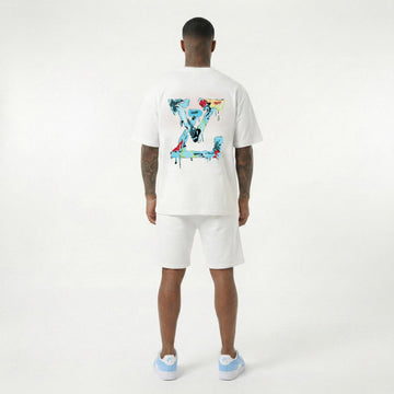 Compleu Bărbați Premium Alb – Tricou Oversized & Pantaloni Scurți | Luxury Streetwear