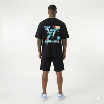 Compleu Bărbați Premium Negru – Tricou Oversized & Pantaloni Scurți | Luxury Streetwear