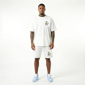 Compleu Bărbați Premium Alb – Tricou Oversized & Pantaloni Scurți | Luxury Streetwear
